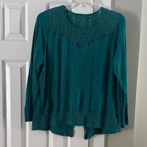 Teal Lace Detail Women's Top